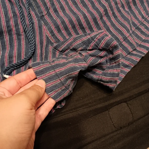 Gap Women's Size Medium Linen Blend Pull On Shorts Navy Blue Pink Stripe - Picture 4 of 7